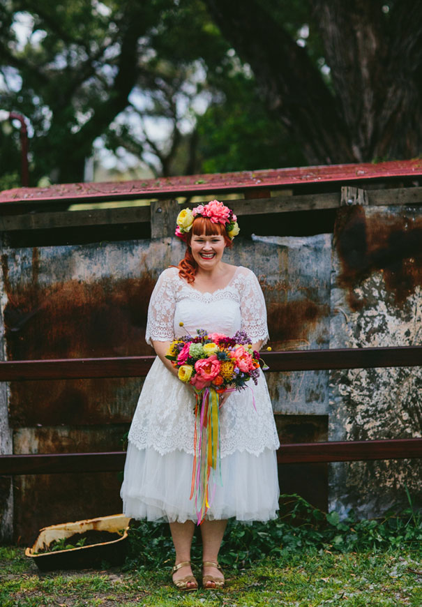 WA-bright-wedding-bridal-flowers-colourful-ribbons-diy-short-wedding-dress5