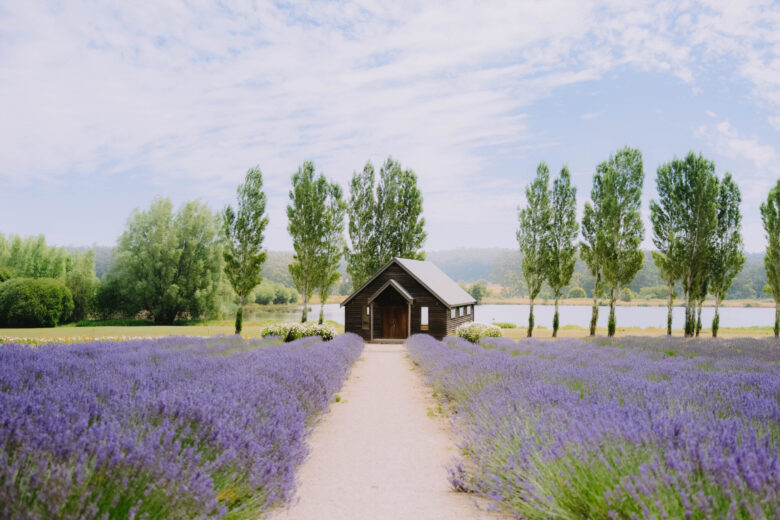 Daylesford French farmhouse wedding venue with iconic barn and seasonal flower fields
