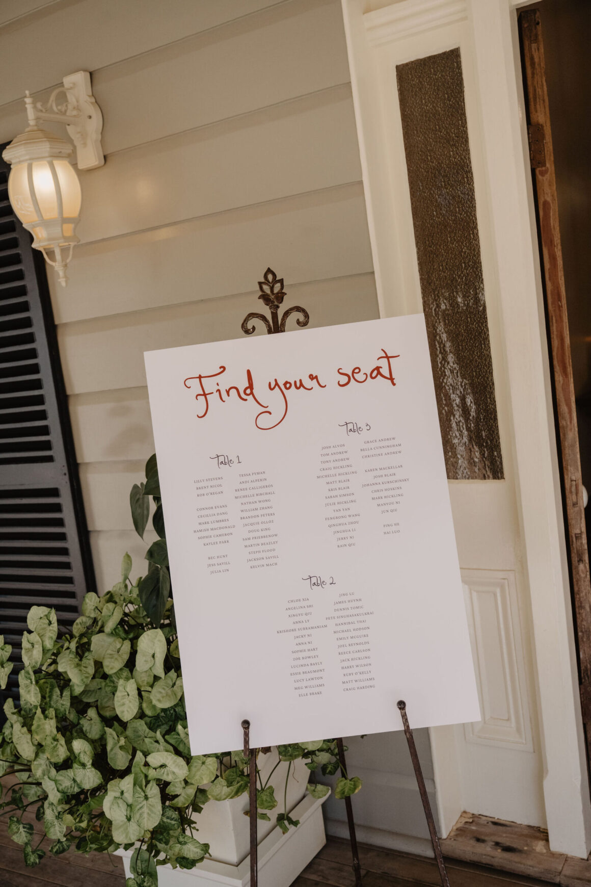 wedding seating chart