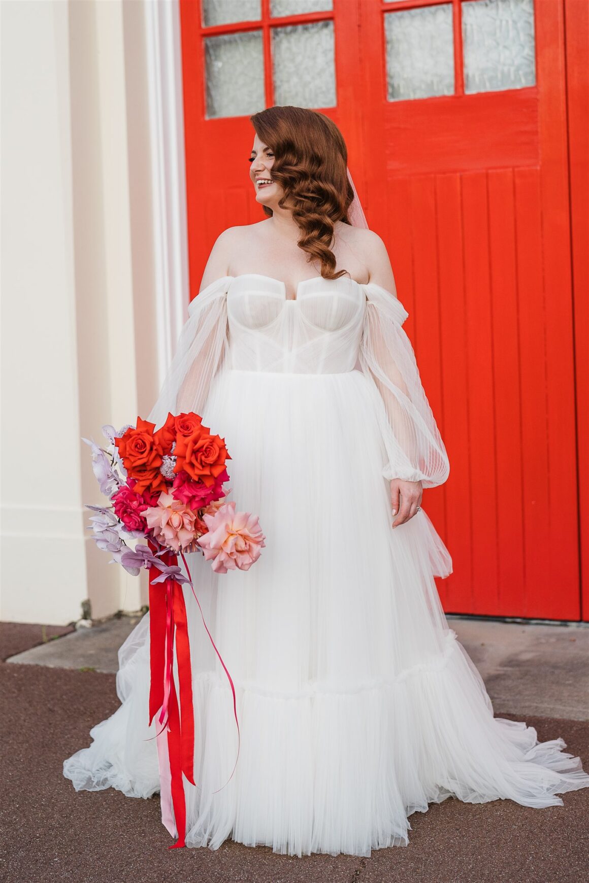 Bride Holly in modern wedding dress Ivory Bride Warrnambool