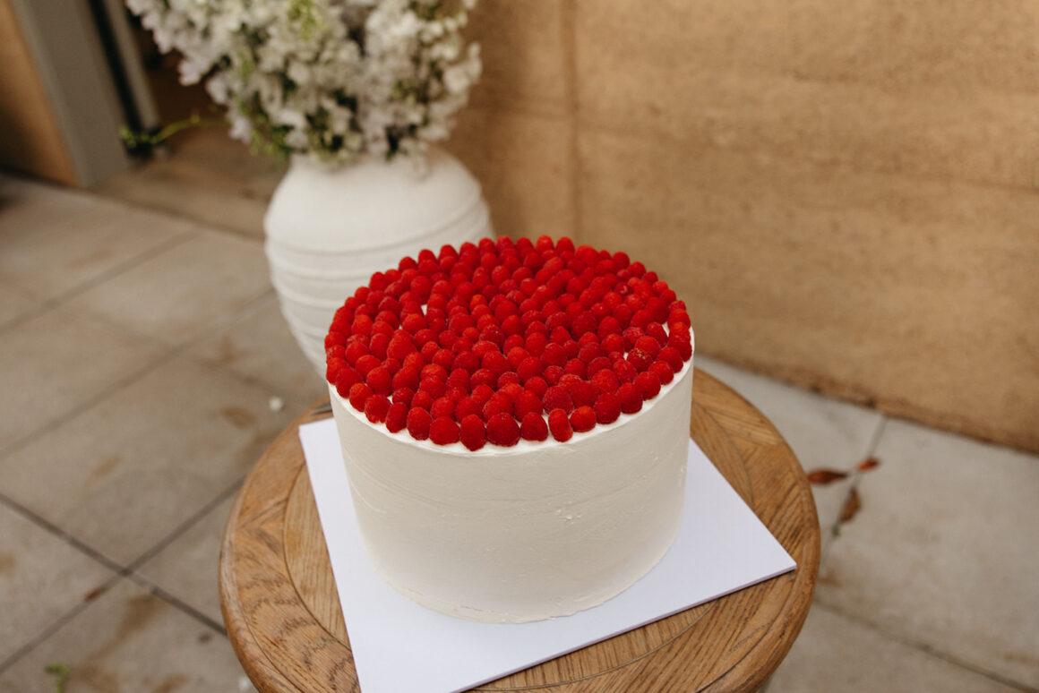 Raspberry wedding cake