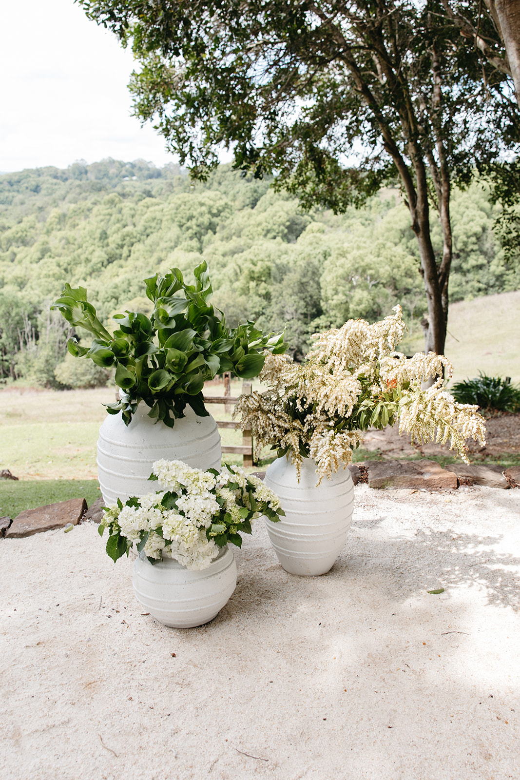 modern lush wedding florals at Earth House Byron Bay