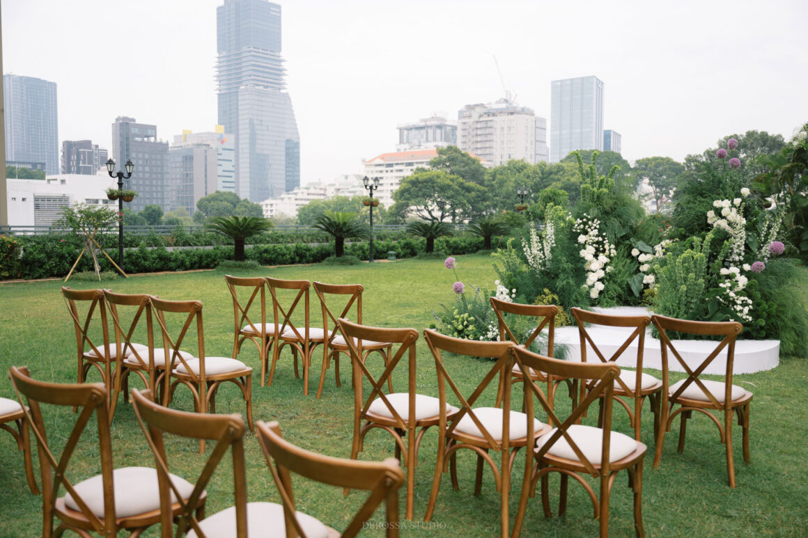rooftop wedding ceremony at JW Marriott Saigon Vietnnam