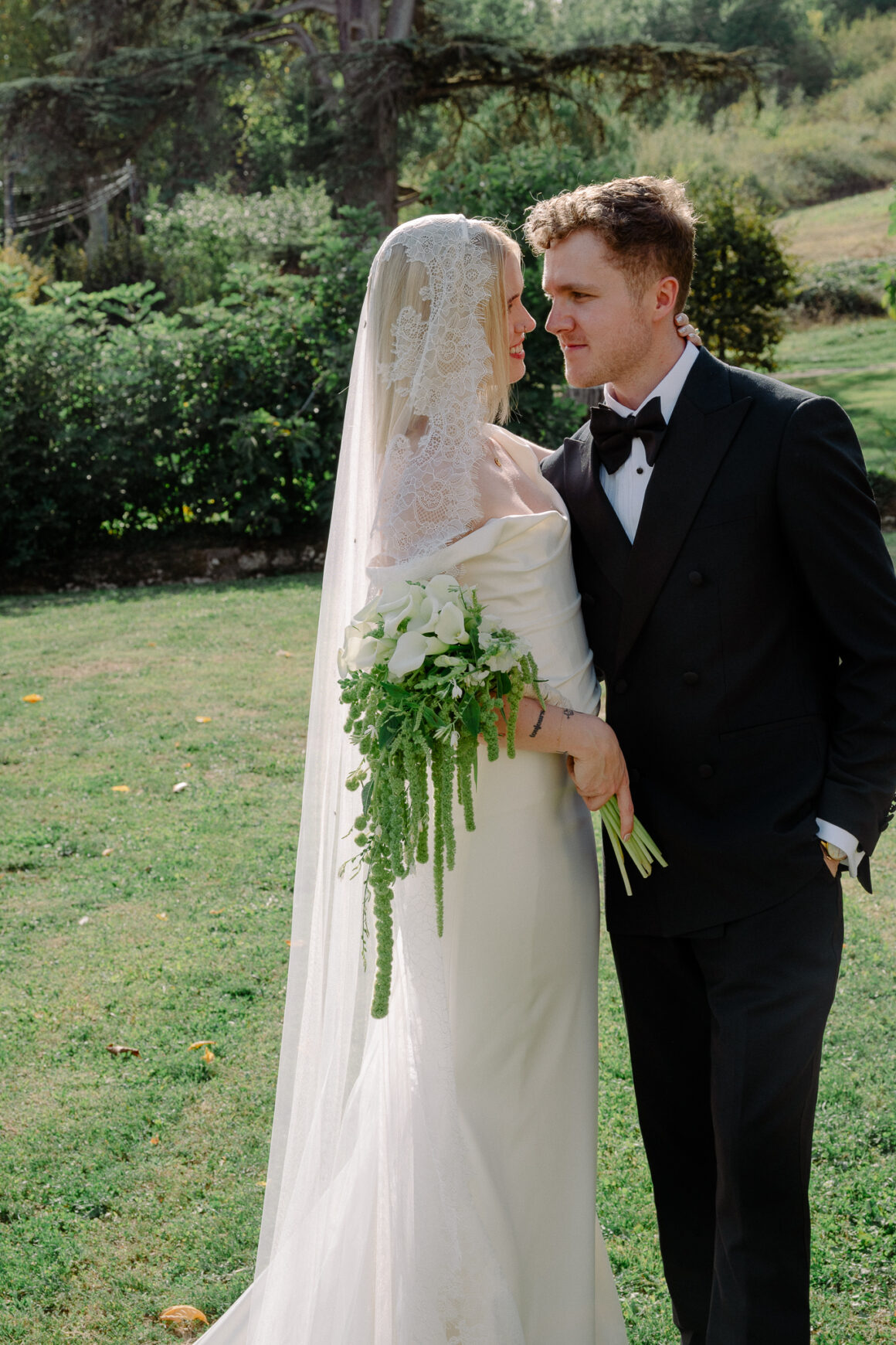 Bride and groom celebrating their intimate south of France wedding at Chateau Coty