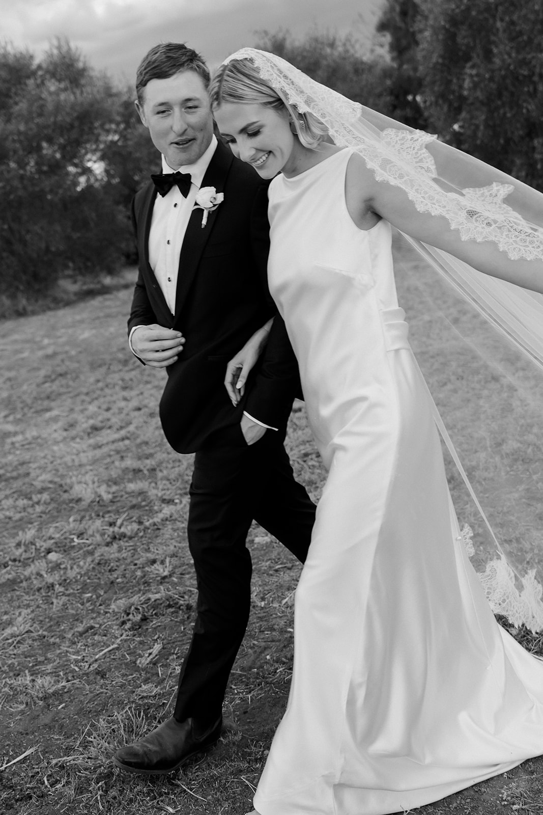 Bride in Melinda Donohue and Groom in M.J. Bale suit at a family property wedding in Tulloona, northern New South Wales