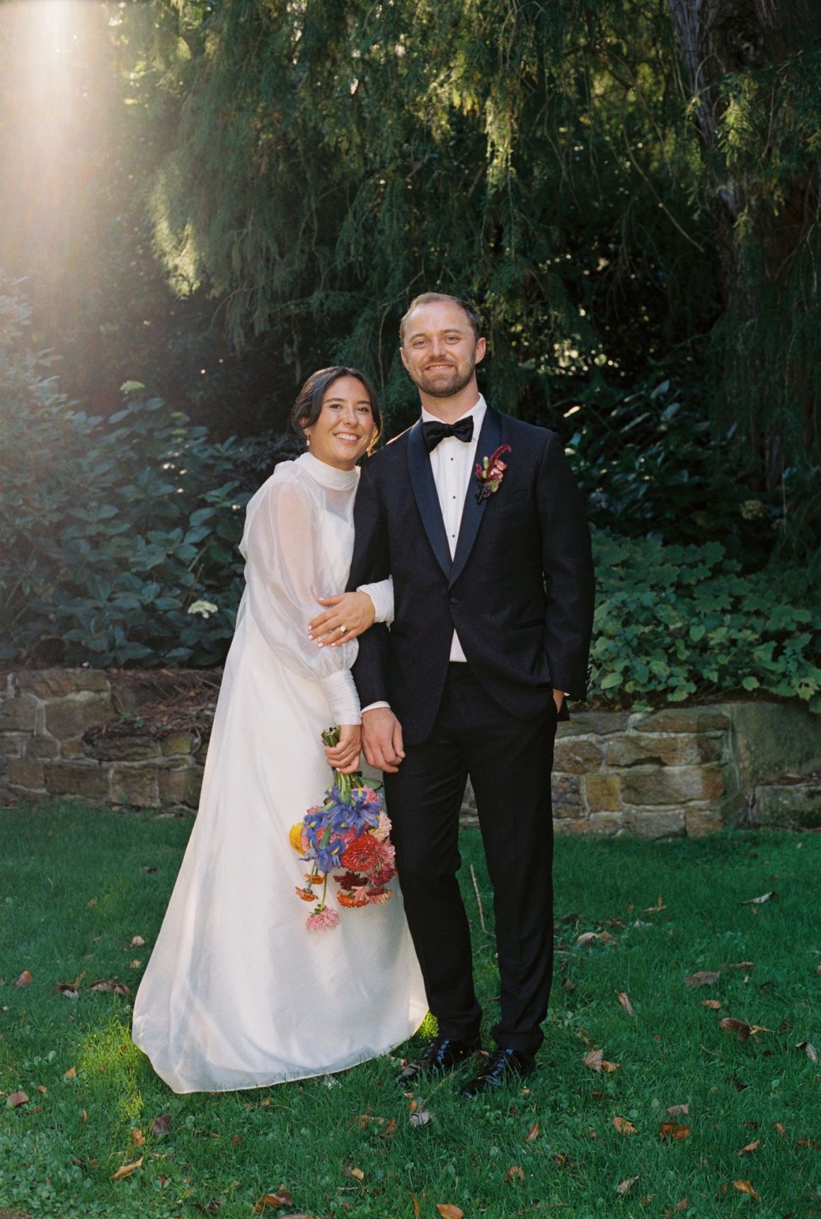Bride and groom during their Botanical Gardens wedding ceremony in Hobart
