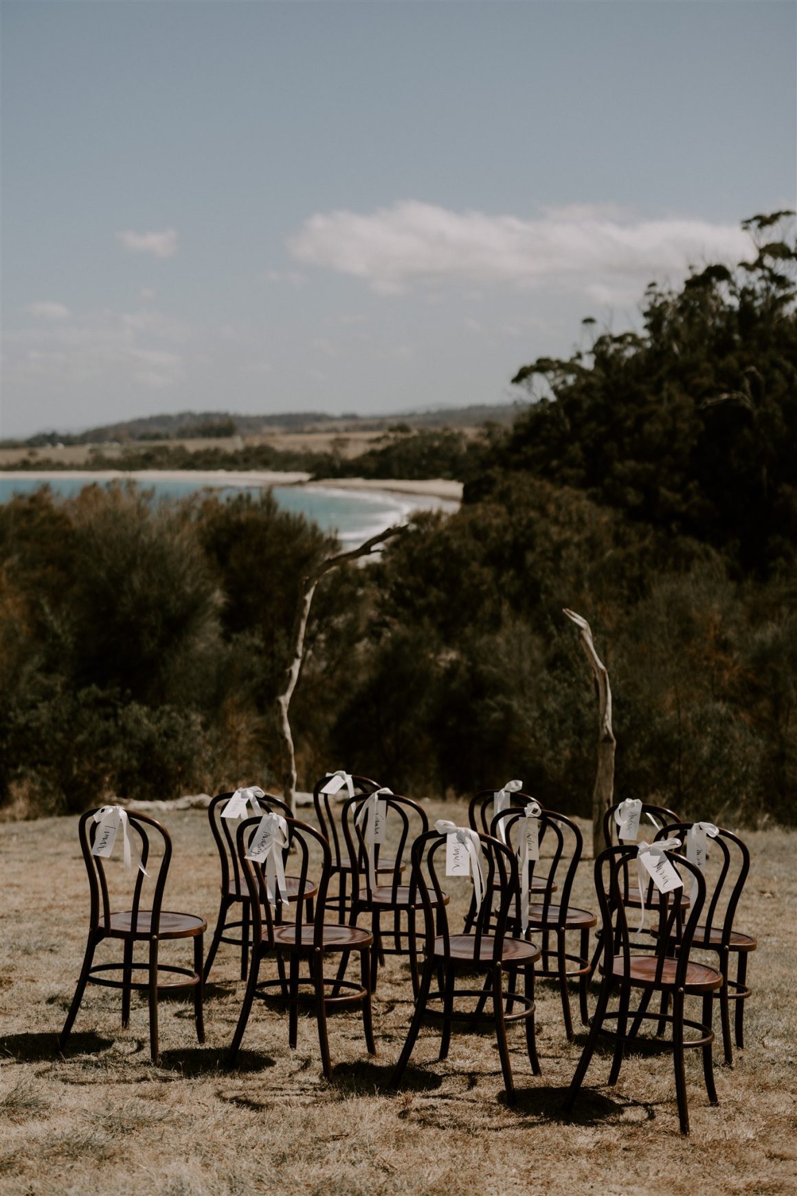 micro wedding ceremony set-up in Tasmania Australia